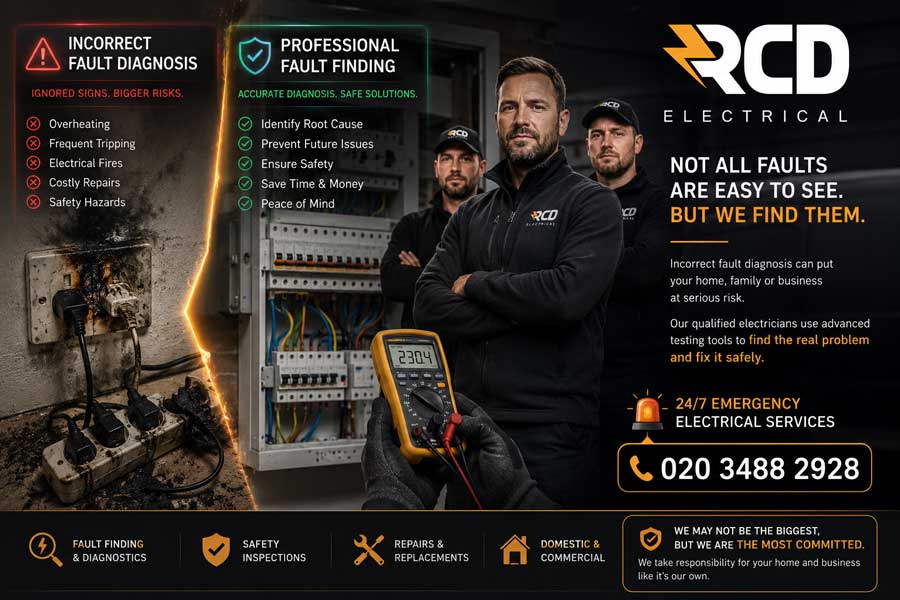 Electrical fault diagnosis London using multimeter and testing tools